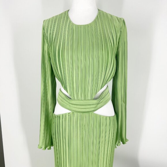 Aiifos Philipa Pleated Long Sleeve Cut Out Gown in Jade Green - Picture 5 of 13